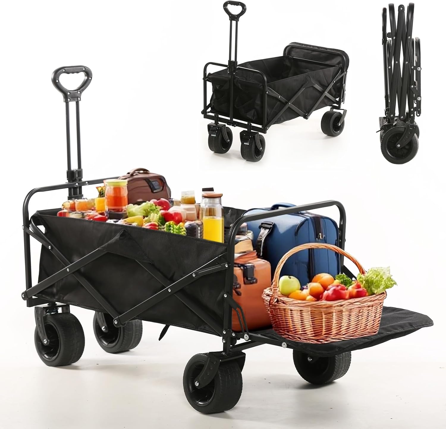 Folding Wagon Trolley Cart | 300 LBS Load & Expandable Storage